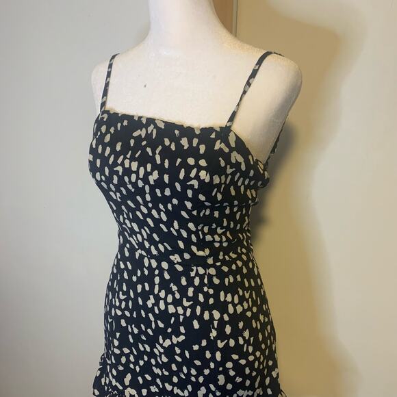 Polly navy blue & cream dotted mini dress size 2 - Picture 3 of 11